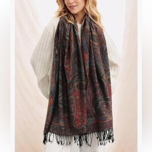 Black and Gold Paisley Scarf